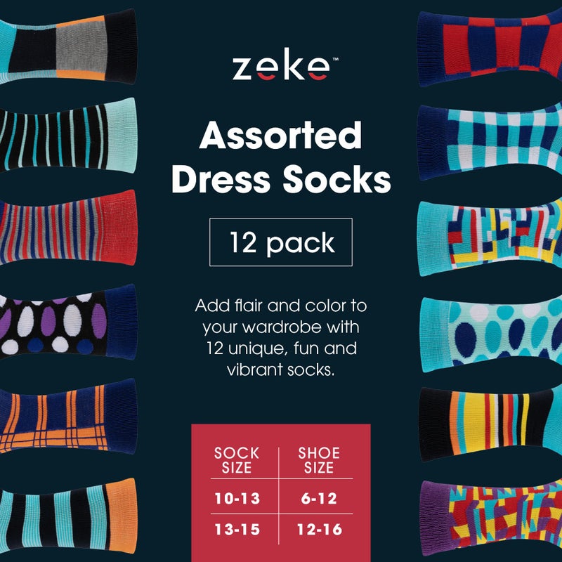 ZEKE Funny Dress Socks for Men - Funky Mens Crazy Socks - Cool Colorful Patterned Fun Socks for Men (Variation S, 6-12) - Image 3